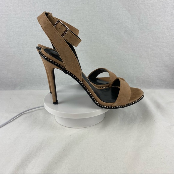 Steve Madden Tan Suede Studded Ankle-Strap Heels - Picture 5 of 11